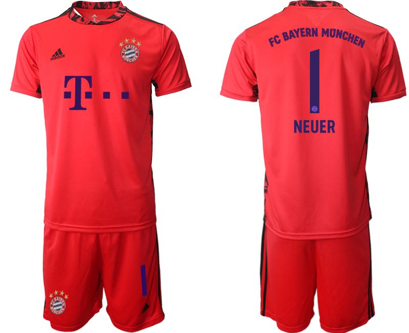 Men 2020-2021 club Bayern Munich red goalkeeper #1 Soccer Jerseys->->Soccer Club Jersey